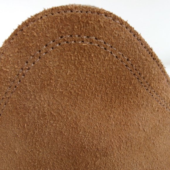 The Heeled Mule in Cognac Suede with Wood Stacked Heel Size 9 - Picture 11 of 14